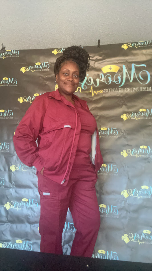 Burgundy 3pc Straight leg set with jacket