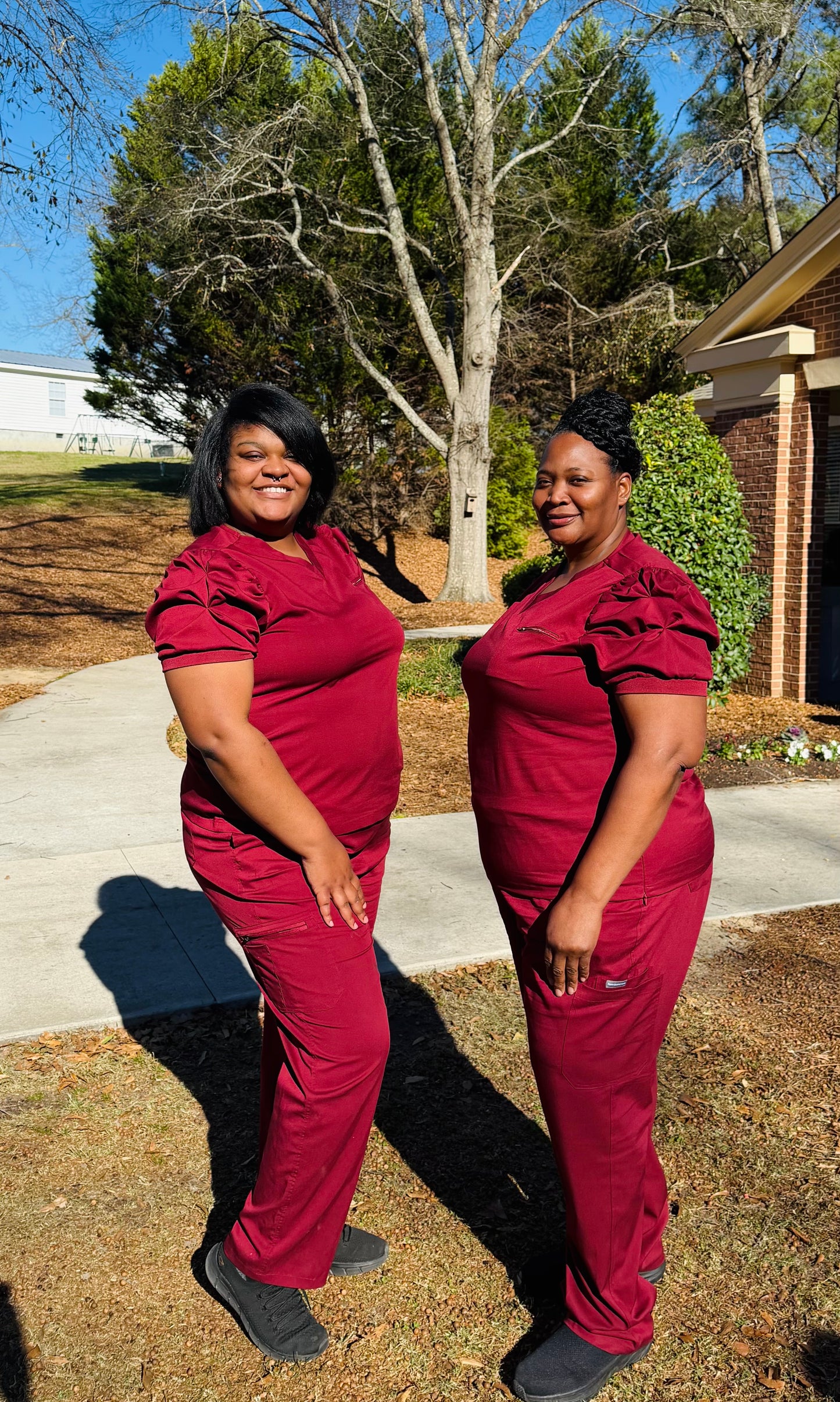 Cranberry Puff Sleeve 2pc scrub