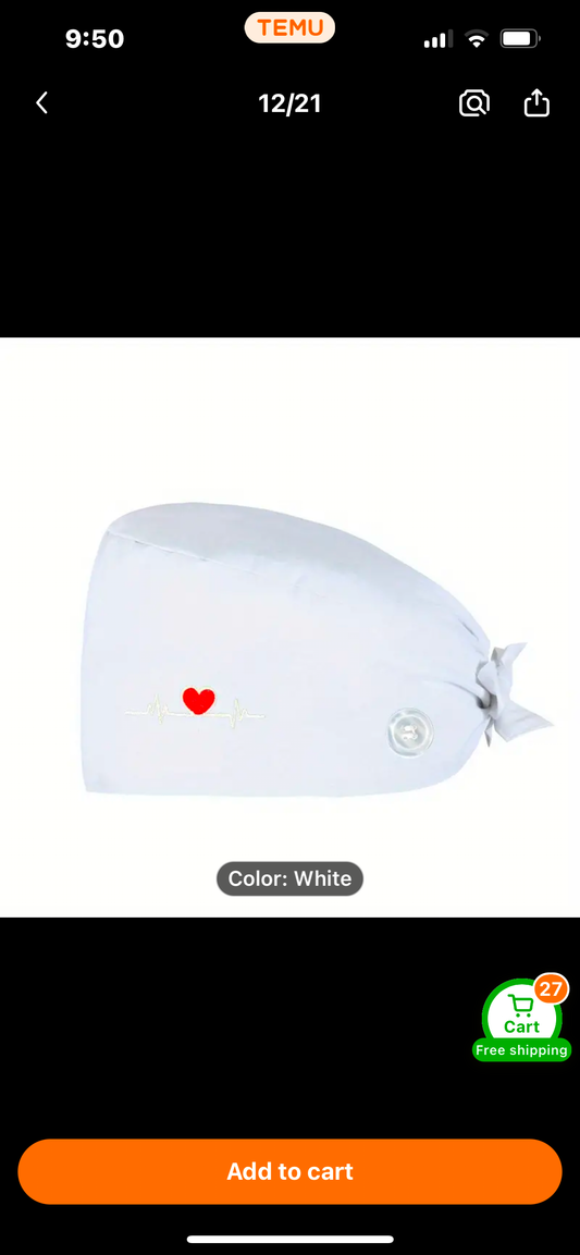 All white surgical cap