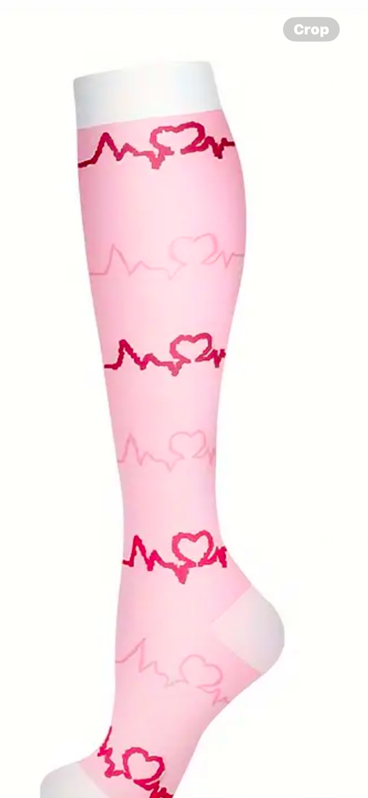 Compression Socks, Pink Heartbeat