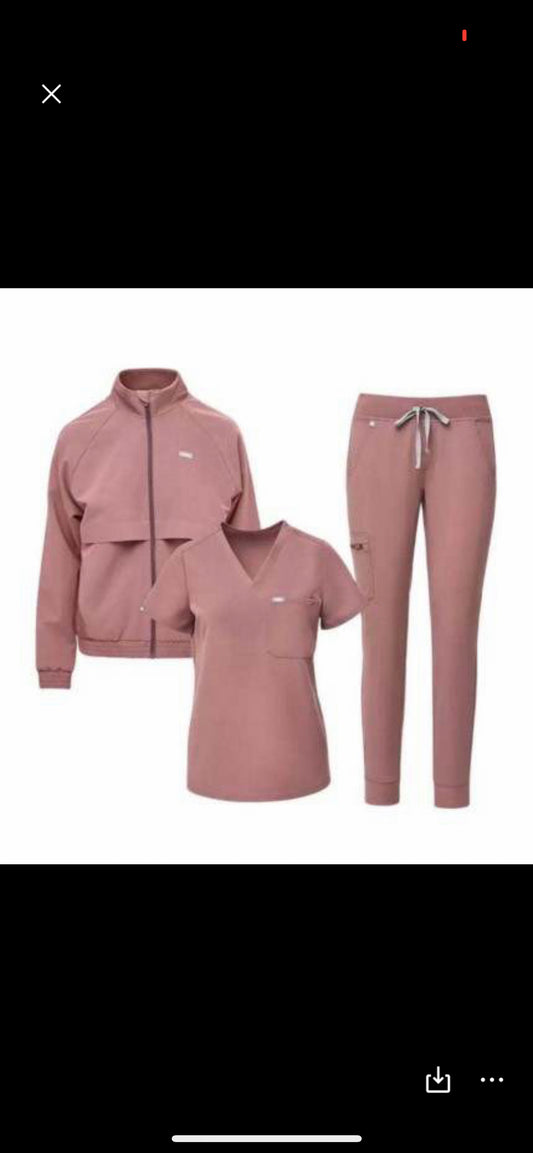 Pink Scoop Neck Jogger set with Sport Jacket