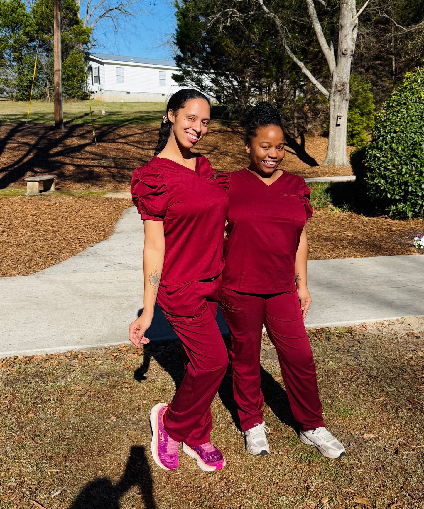 Cranberry Puff Sleeve 2pc scrub