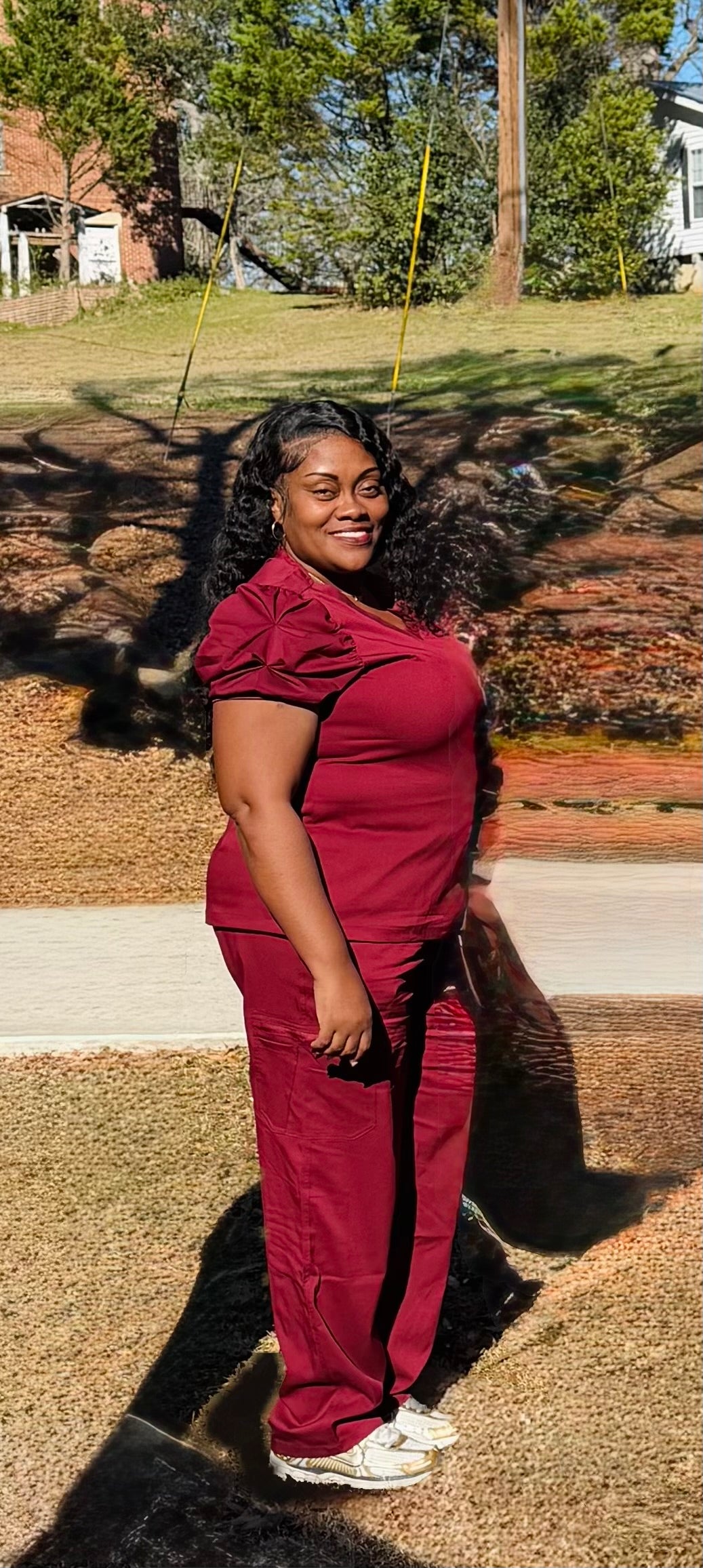 Cranberry Puff Sleeve 2pc scrub