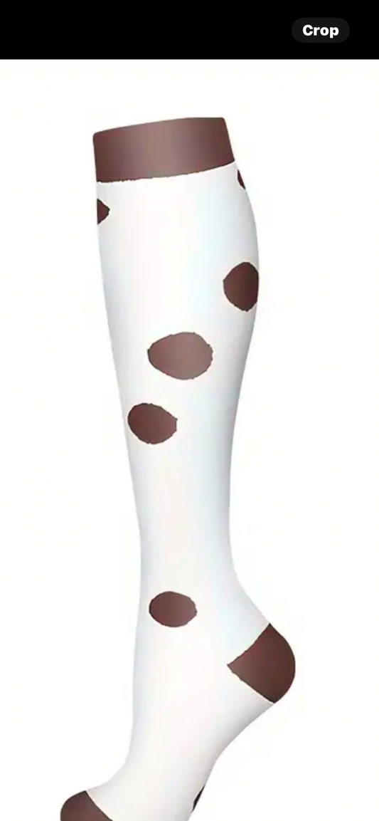 Compression socks, brown dots