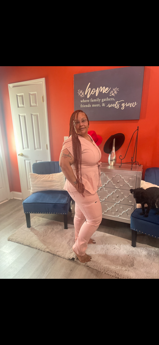 Powder Pink 2pc straight leg set